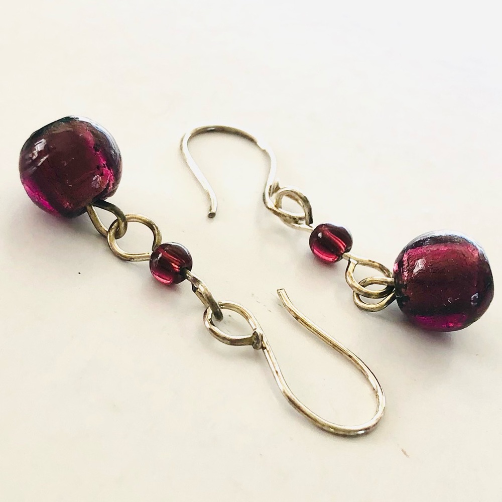 “Sugar Plum” Vintage Glass plum colored earrings